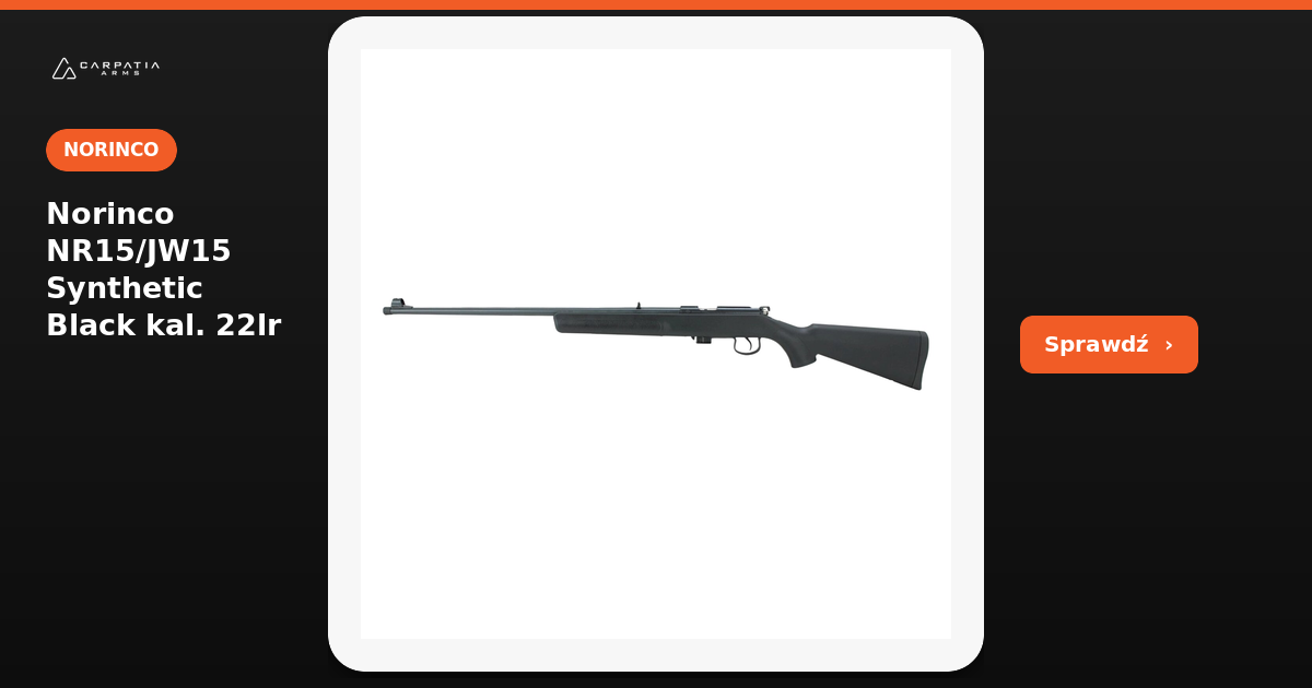 Norinco NR15/JW15 Synthetic Black 22lr rifle available at Carpatia Arms